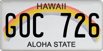 HI license plate GOC726