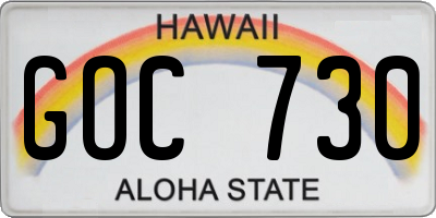 HI license plate GOC730