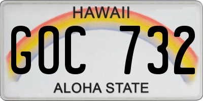 HI license plate GOC732