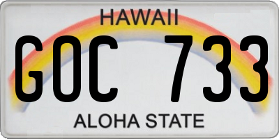 HI license plate GOC733
