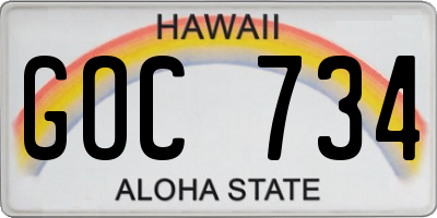 HI license plate GOC734