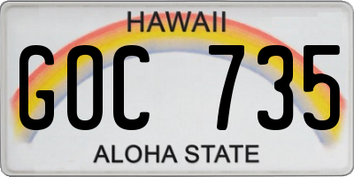 HI license plate GOC735