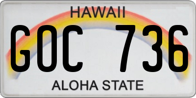 HI license plate GOC736