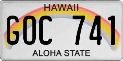 HI license plate GOC741