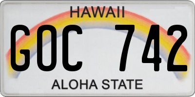 HI license plate GOC742