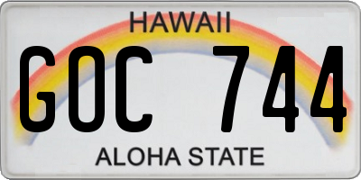 HI license plate GOC744