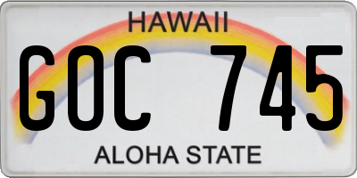 HI license plate GOC745