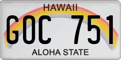 HI license plate GOC751