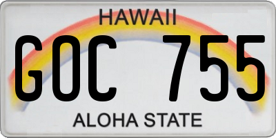 HI license plate GOC755