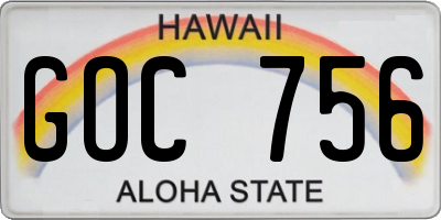 HI license plate GOC756