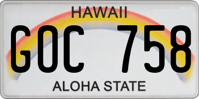 HI license plate GOC758