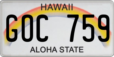 HI license plate GOC759