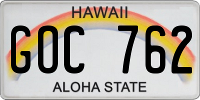 HI license plate GOC762