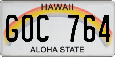 HI license plate GOC764