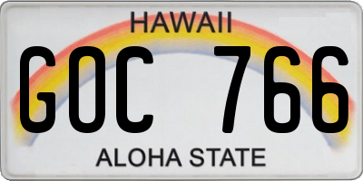 HI license plate GOC766