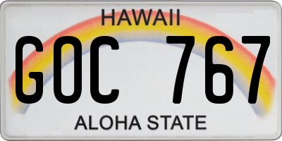 HI license plate GOC767