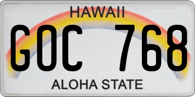 HI license plate GOC768