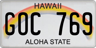 HI license plate GOC769