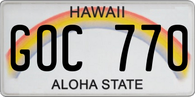 HI license plate GOC770
