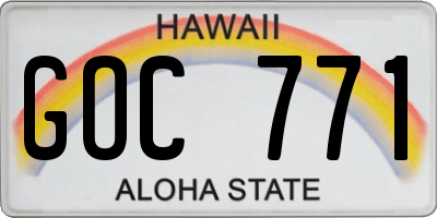 HI license plate GOC771