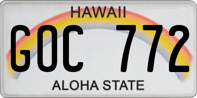 HI license plate GOC772