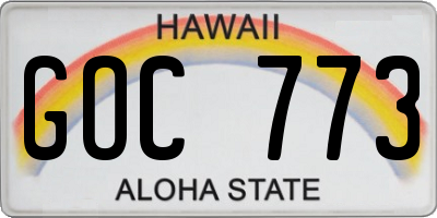 HI license plate GOC773