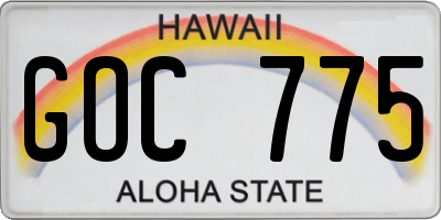HI license plate GOC775
