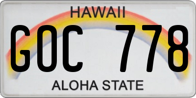 HI license plate GOC778