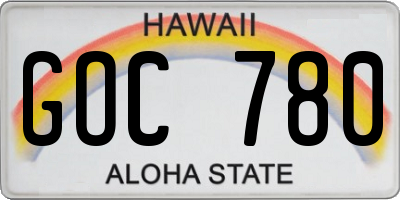 HI license plate GOC780