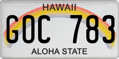 HI license plate GOC783
