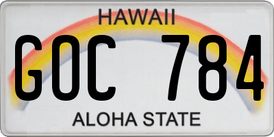 HI license plate GOC784
