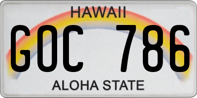 HI license plate GOC786