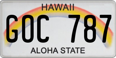 HI license plate GOC787