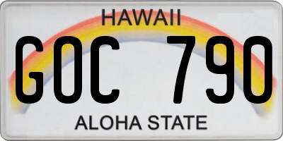 HI license plate GOC790