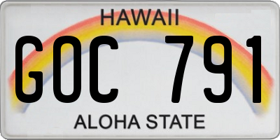 HI license plate GOC791