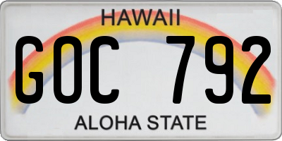 HI license plate GOC792