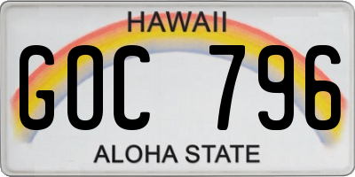 HI license plate GOC796