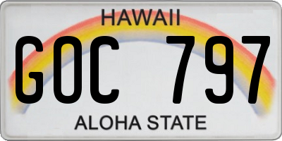 HI license plate GOC797