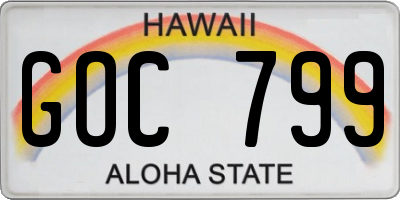 HI license plate GOC799