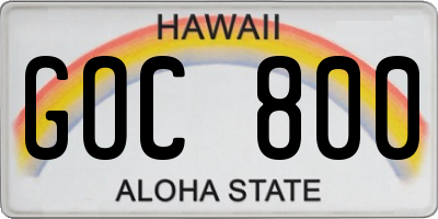 HI license plate GOC800
