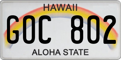 HI license plate GOC802