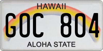 HI license plate GOC804