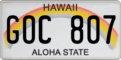 HI license plate GOC807