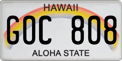 HI license plate GOC808