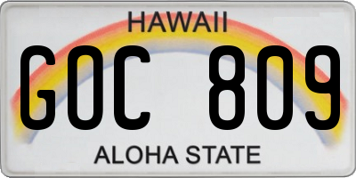 HI license plate GOC809