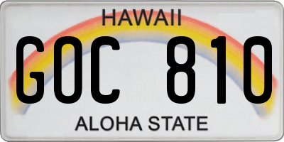 HI license plate GOC810