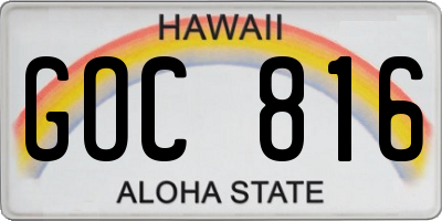 HI license plate GOC816