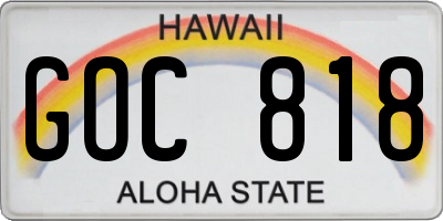 HI license plate GOC818