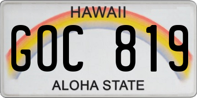 HI license plate GOC819