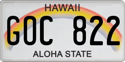 HI license plate GOC822
